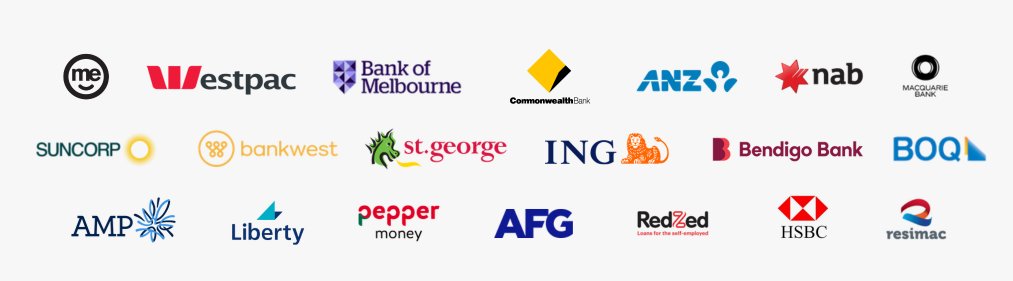 Lenders on our panel including ME Bank, Westpac, Bank of Melbourne, Commonwealth Bank, ANZ, NAB, Macquarie, Suncorp, Bankwest, St George, ING, Bendigo Bank, BOQ, AMP, Liberty, Pepper Money, AFG, RedZed, HSBC and Resimac